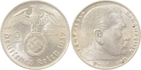 36637A~1.2 2 Reichsmark  Hindenburg 1937A unzk J 366  