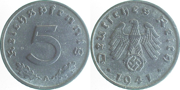 37041A~1.5 5 Pfennig  1941A vz/st J 370  