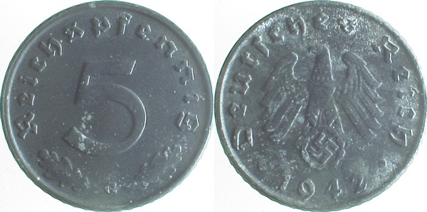 37042G~3.0 5 Pfennig  1942G ss J 370  