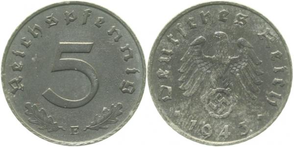 37043E~2.0 5 Pfennig  1943E vz J 370  