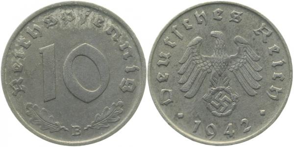 37142B~2.5 10 Pfennig  1942B ss/vz J 371  