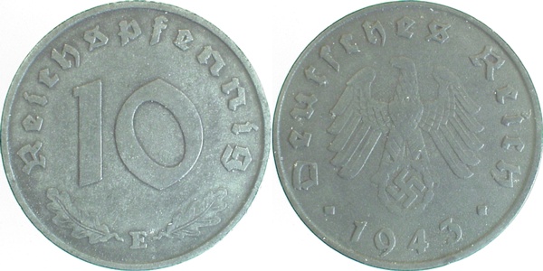 37143E~2.0 10 Pfennig  1943E vz J 371  
