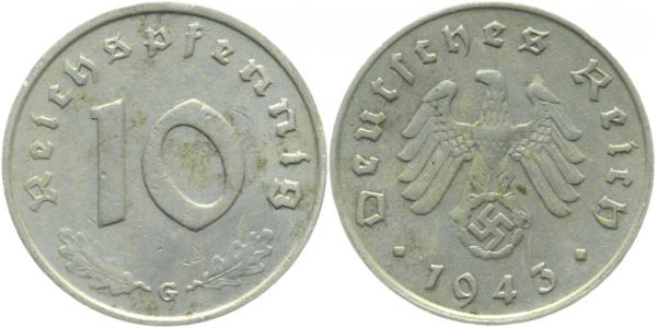 37143G~2.2 10 Pfennig  1943G fast vz !! J 371  