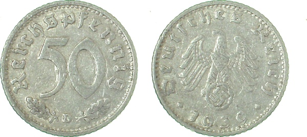 37239D~3.0 50 Pfennig  1939D ss J 372  