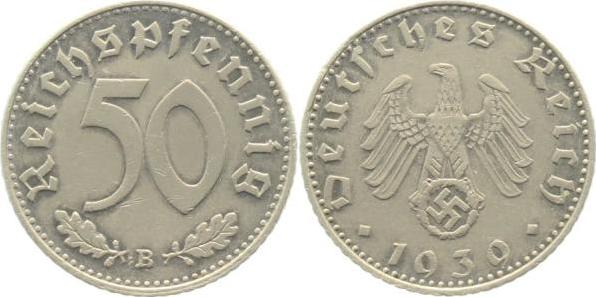 37239B~1.1a 50 Pfennig  1939B prfr/stgl Erstabschlag (EA)! ! J 372  