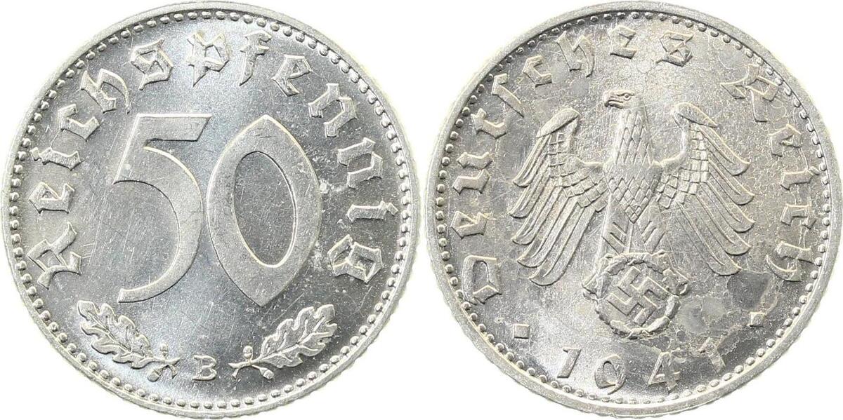 37241B~1.1b 50 Pfennig  1941B prfr/stgl RS: Stempelriss TOP J 372  