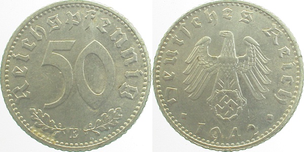 37242E~1.5 50 Pfennig  1942E vz/st J 372  