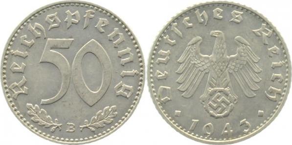 37243B~1.8 50 Pfennig  1943B vz/prfr!!! J 372  