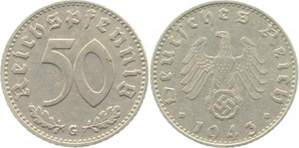 37243G~2.5 50 Pfennig  1943G ss/vz J 372  
