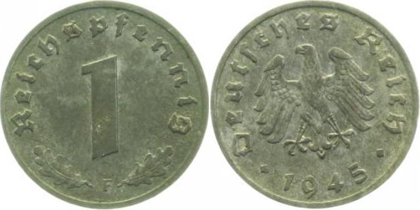 373b45F~2.0-S 1 Pfennig  1945F vz Stempeldrehung S30 J 373b  