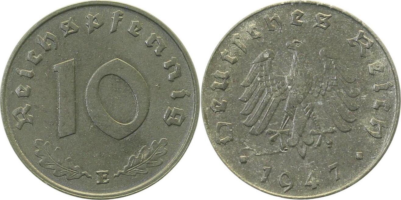 37547E~1.8 10 Pfennig  1947E vz+ RRR all.Bes. J 375  