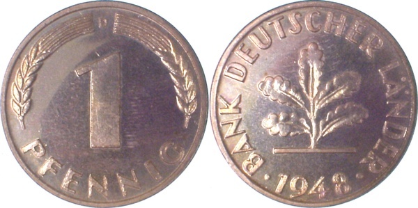 37648D~0.0 1 Pfennig  1948D BDL PP.....250 Exemplare  J 376  
