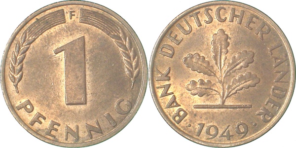 37649F~1.0 1 Pfennig  1949F stgl J 376  