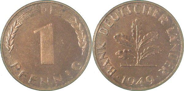 37649J~1.0a 1 Pfennig  1949J stgl EA J 376  