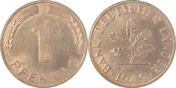 37649J~1.2a 1 Pfennig  1949J bfr aus EA J 376  