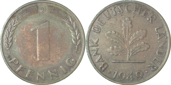 37649J~2.0 1 Pfennig  1949J vz J 376  