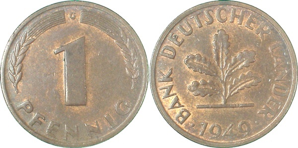 37649G~1.5 1 Pfennig  1949G vz/st J 376  