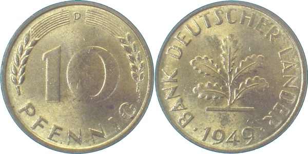 37849D~1.2 10 Pfennig  1949D f.stgl J 378  