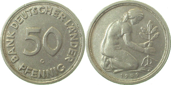 37949G~2.5 50 Pfennig  1949G ss/vz J 379  