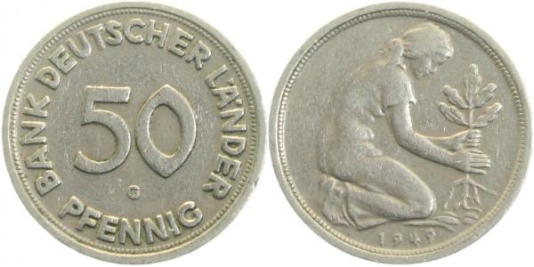 37949G~3v2 50 Pfennig  1949G Neugeb. 3v2 379  