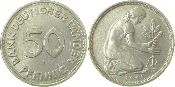 37949F~2.0 50 Pfennig  1949F vz J 379  