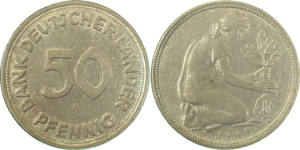 37949F~2.5 50 Pfennig  1949F ss/vz J 379  