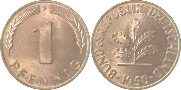 38050F~1.0 1 Pfennig  1950F stgl J 380  
