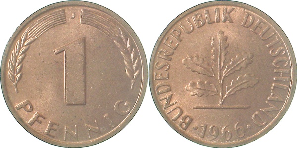 38066J~1.1 1 Pfennig  1966J bfr/stgl J 380  