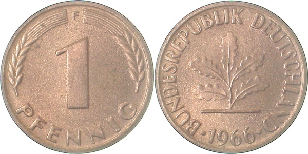 38066F~1.1 1 Pfennig  1966F bfr/stgl J 380  