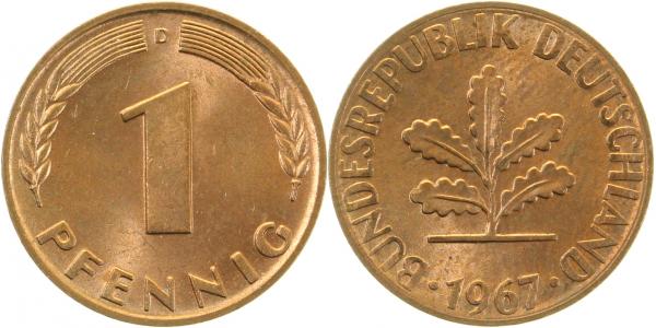 38067D~1.2 1 Pfennig  1967D bfr J 380  