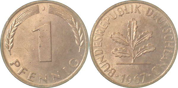 38067J~1.2 1 Pfennig  1967J bfr J 380  