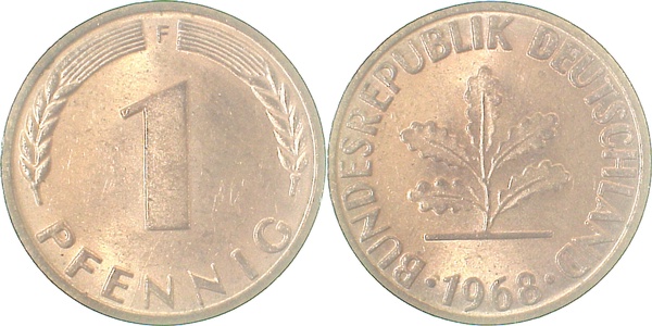 38068F~1.2 1 Pfennig  1968F bfr J 380  