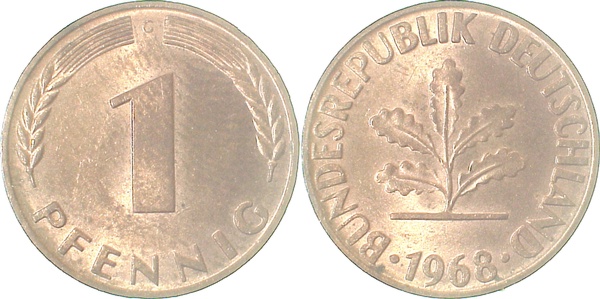 38068G~1.1 1 Pfennig  1968G bfr/st J 380  