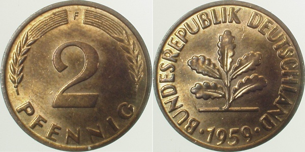 38159F~1.2 2 Pfennig  1959F bfr J 381  