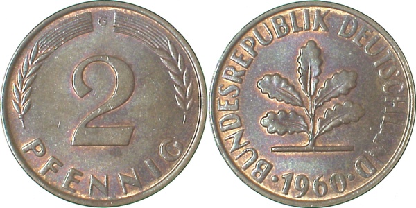 38160G~1.2 2 Pfennig  1960G bfr J 381  