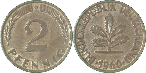 38160G~1.5 2 Pfennig  1960G f.bfr J 381  