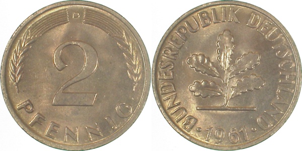 38161D~1.0 2 Pfennig  1961D stgl J 381  