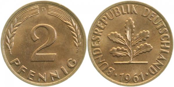 38161D~1.2 2 Pfennig  1961D bfr J 381  