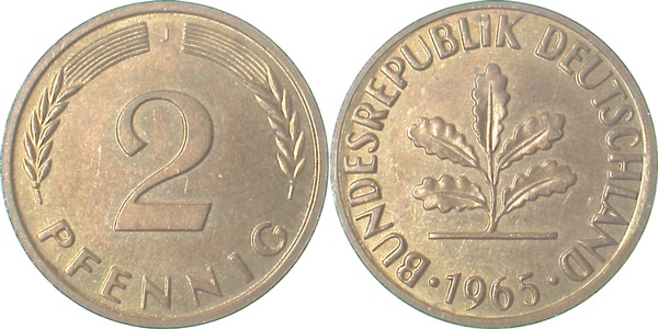 38165J~1.2 2 Pfennig  1965J bfr J 381  