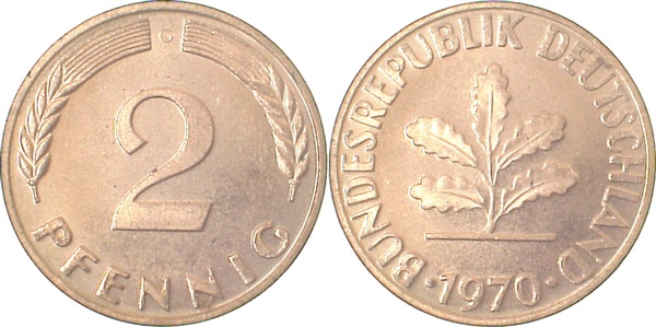 38170G~0.0 2 Pfennig  1970G PP 5000 Exemplare  J 381  