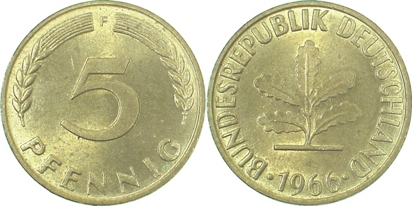38266F~1.1 5 Pfennig  1966F bfr/stgl J 382  