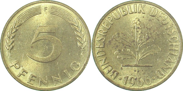 38266F~1.2c 5 Pfennig  1966F etw.fleckig J 382  