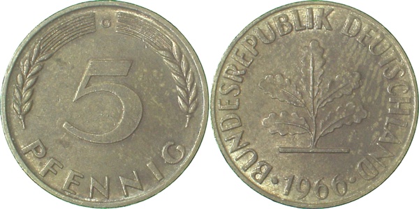 38266G~1.5 5 Pfennig  1966G f.bfr J 382  