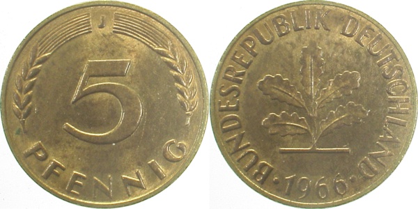 38266J~1.1 5 Pfennig  1966J bfr/stgl J 382  