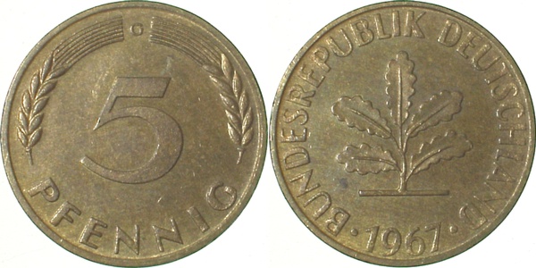38267G~1.2 5 Pfennig  1967G bfr J 382  