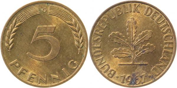 38267G~1.8 5 Pfennig  1967G vz/bfr J 382  