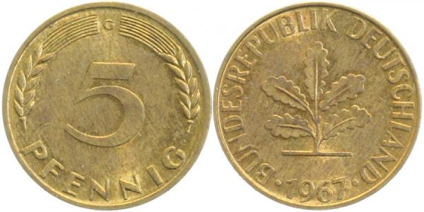 38267G~2.5 5 Pfennig  1967G ss/vz J 382  