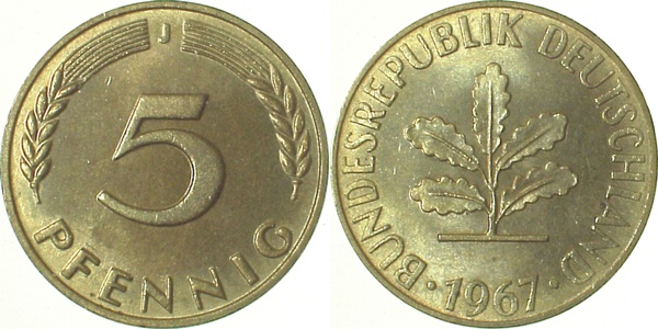 38267J~1.1 5 Pfennig  1967J bfr/stgl J 382  