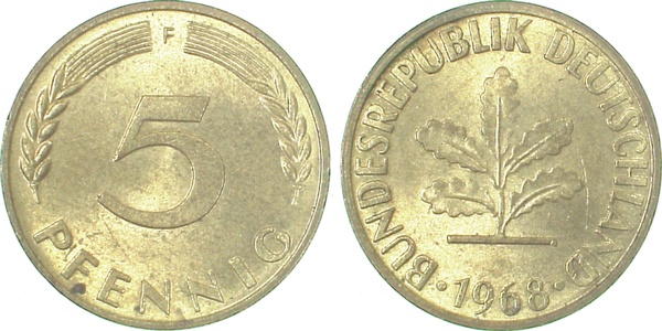 38268F~1.5 5 Pfennig  1968F vz/st J 382  