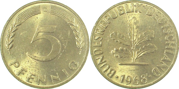 38268G~1.5 5 Pfennig  1968G f.bfr. J 382  